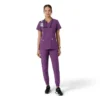 Blusa médica de cuello en V con paneles de punto Force Essentials para mujer