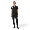 Blusa médica de cuello en V con paneles de punto Force Essentials para mujer