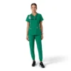 Blusa médica de cuello en V con paneles de punto Force Essentials para mujer