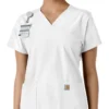 Blusa médica de cuello en V con paneles de punto Force Essentials para mujer