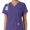 Blusa médica de cuello en V con paneles de punto Force Essentials para mujer