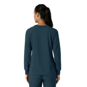 Blusa médica de manguitos largos con cuello redondo Force Cross-Flex para mujer