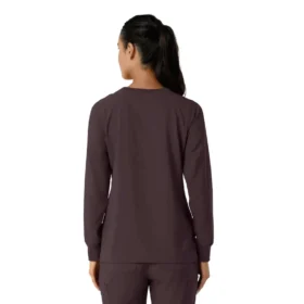 Blusa médica de manguitos largos con cuello redondo Force Cross-Flex para mujer
