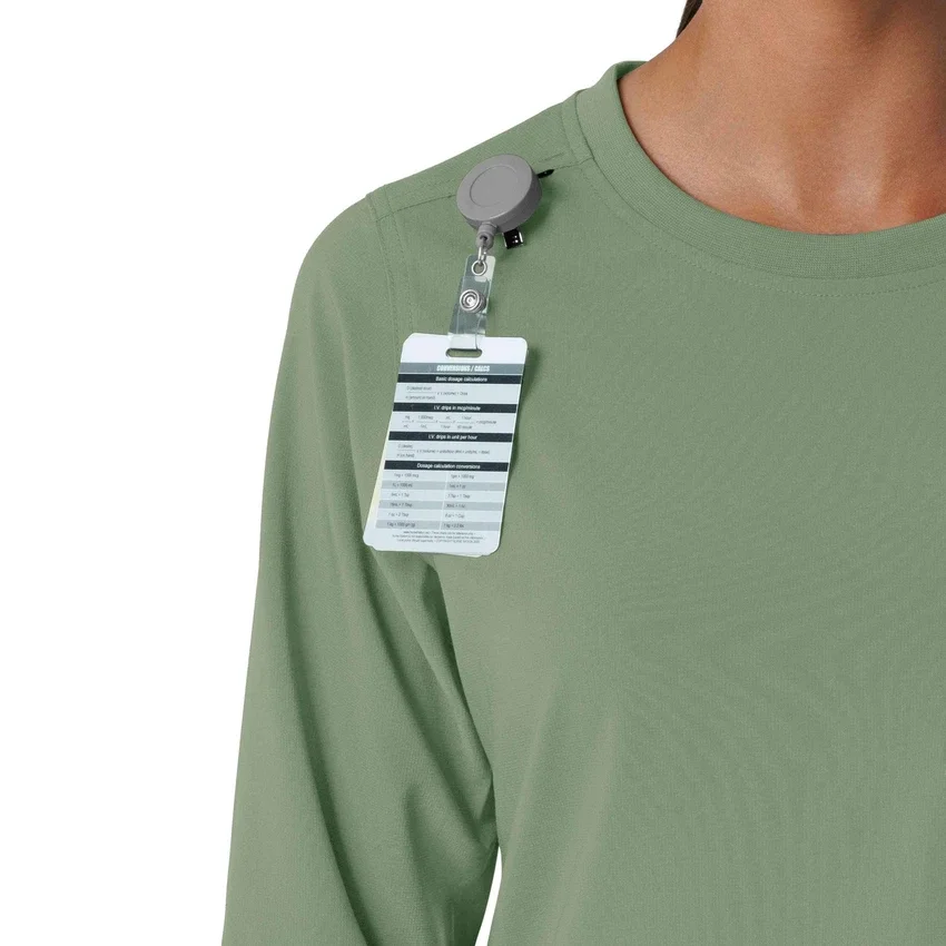 Blusa médica de manguitos largos con cuello redondo Force Cross-Flex para mujer