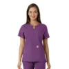 Blusa médica de mujer Force Essentials con cuello en V y paneles de punto en las partes de arriba