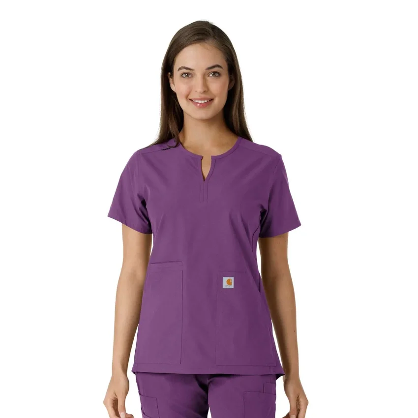 Blusa médica de mujer Force Essentials con cuello en V y paneles de punto en las partes de arriba