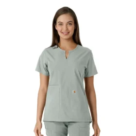 Blusa médica de mujer Force Essentials con cuello en V y paneles de punto en las partes de arriba