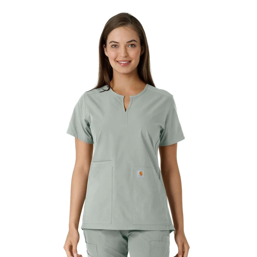 Blusa médica de mujer Force Essentials con cuello en V y paneles de punto en las partes de arriba