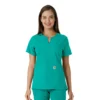 Blusa médica de mujer Force Essentials con cuello en V y paneles de punto en las partes de arriba