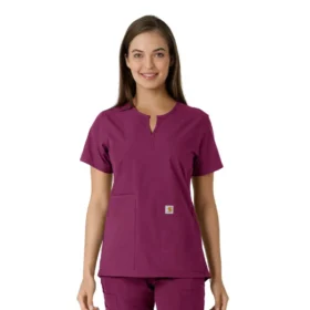 Blusa médica de mujer Force Essentials con cuello en V y paneles de punto en las partes de arriba