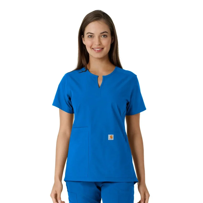 Blusa médica de mujer Force Essentials con cuello en V y paneles de punto en las partes de arriba