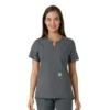 Blusa médica de mujer Force Essentials con cuello en V y paneles de punto en las partes de arriba