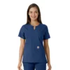 Blusa médica de mujer Force Essentials con cuello en V y paneles de punto en las partes de arriba