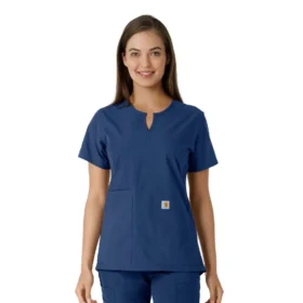 Blusa médica de mujer Force Essentials con cuello en V y paneles de punto en las partes de arriba