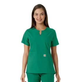 Blusa médica de mujer Force Essentials con cuello en V y paneles de punto en las partes de arriba
