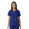 Blusa médica de mujer Force Essentials con cuello en V y paneles de punto en las partes de arriba