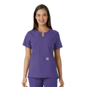 Blusa médica de mujer Force Essentials con cuello en V y paneles de punto en las partes de arriba