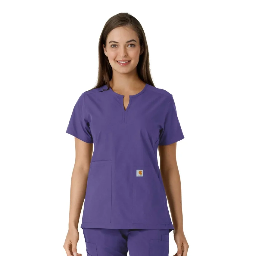 Blusa médica de mujer Force Essentials con cuello en V y paneles de punto en las partes de arriba