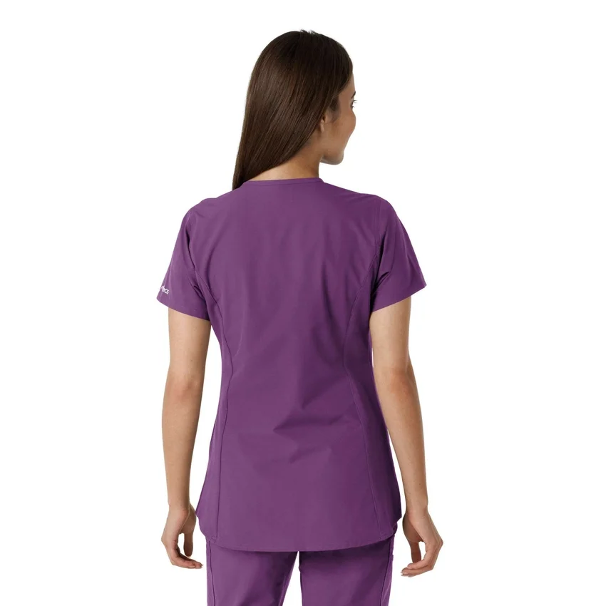 Blusa médica de mujer Force Essentials con cuello en V y paneles de punto en las partes de arriba
