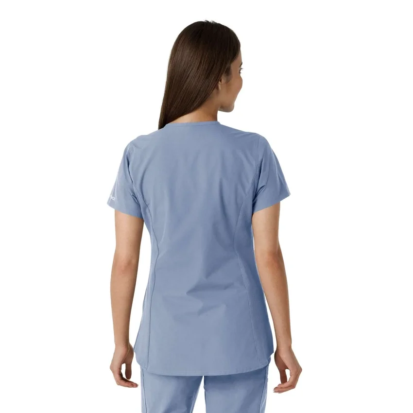 Blusa médica de mujer Force Essentials con cuello en V y paneles de punto en las partes de arriba