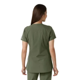 Blusa médica de mujer Force Essentials con cuello en V y paneles de punto en las partes de arriba