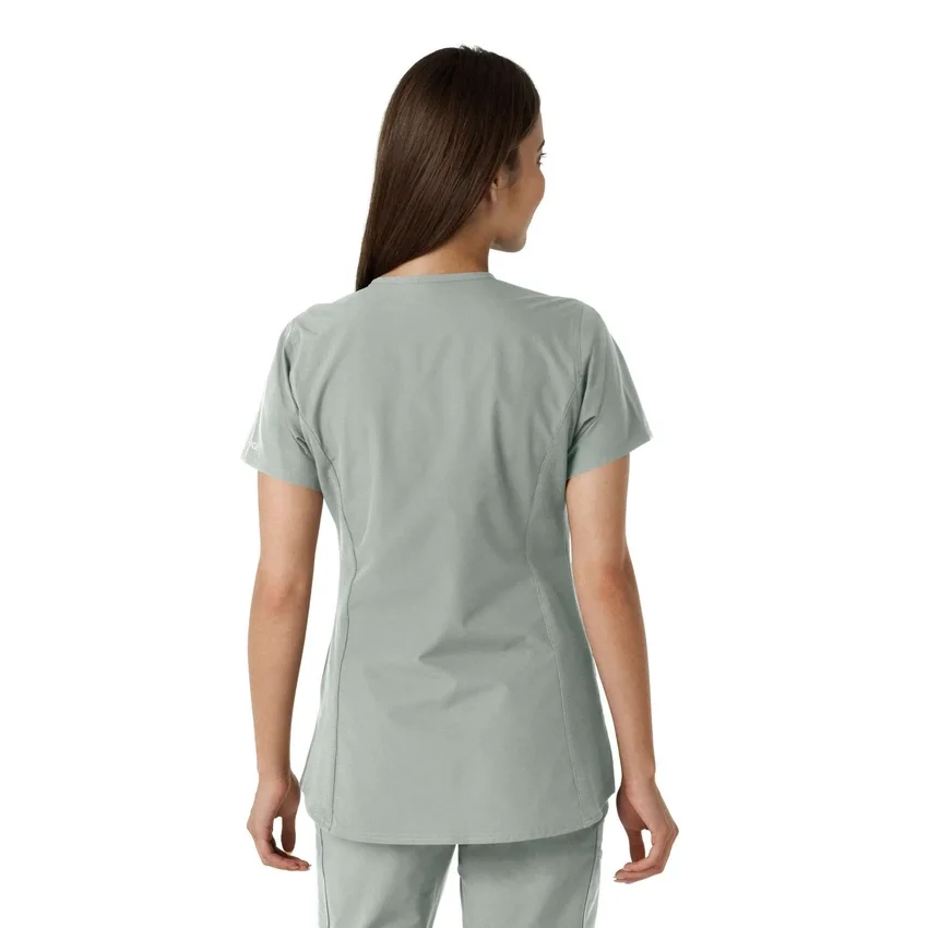 Blusa médica de mujer Force Essentials con cuello en V y paneles de punto en las partes de arriba