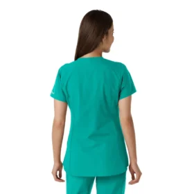 Blusa médica de mujer Force Essentials con cuello en V y paneles de punto en las partes de arriba