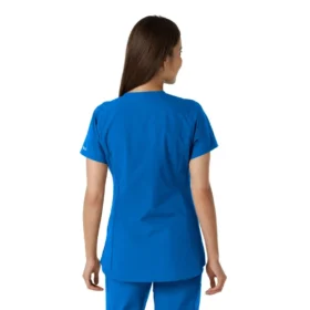 Blusa médica de mujer Force Essentials con cuello en V y paneles de punto en las partes de arriba