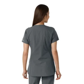 Blusa médica de mujer Force Essentials con cuello en V y paneles de punto en las partes de arriba