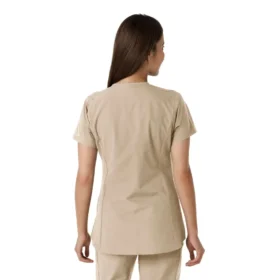 Blusa médica de mujer Force Essentials con cuello en V y paneles de punto en las partes de arriba