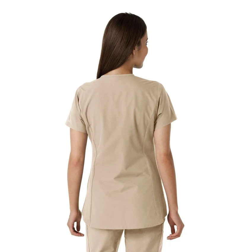 Blusa médica de mujer Force Essentials con cuello en V y paneles de punto en las partes de arriba