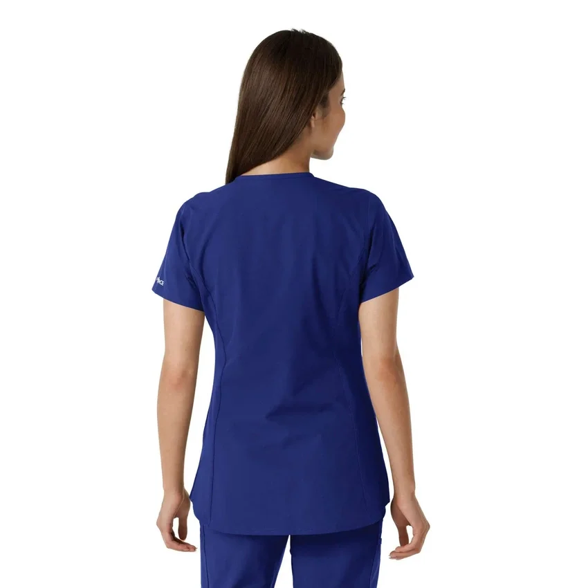 Blusa médica de mujer Force Essentials con cuello en V y paneles de punto en las partes de arriba