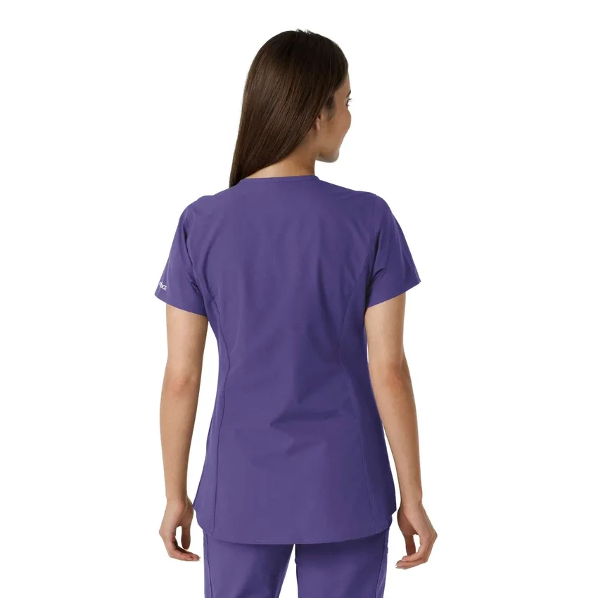 Blusa médica de mujer Force Essentials con cuello en V y paneles de punto en las partes de arriba