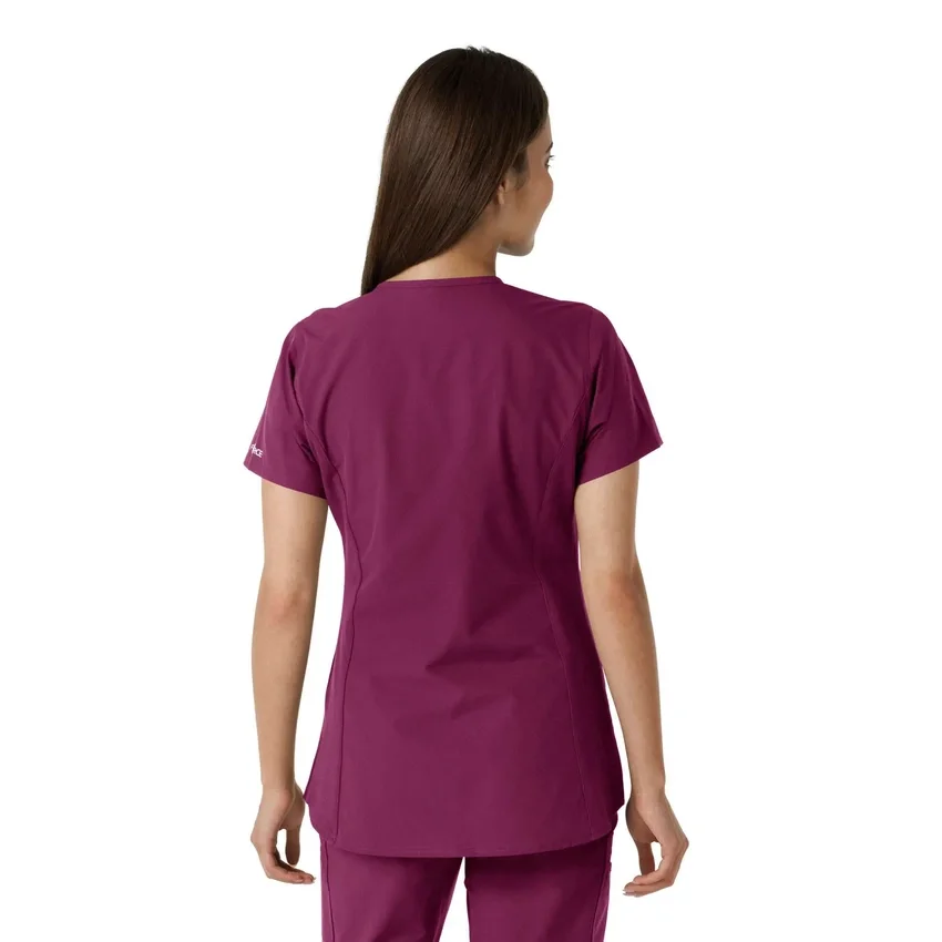 Blusa médica de mujer Force Essentials con cuello en V y paneles de punto en las partes de arriba