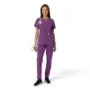Blusa médica de mujer Force Essentials con cuello en V y paneles de punto en las partes de arriba