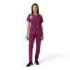 Blusa médica de mujer Force Essentials con cuello en V y paneles de punto en las partes de arriba