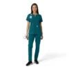 Blusa médica de mujer Force Essentials con cuello en V y paneles de punto en las partes de arriba