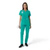 Blusa médica de mujer Force Essentials con cuello en V y paneles de punto en las partes de arriba