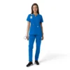 Blusa médica de mujer Force Essentials con cuello en V y paneles de punto en las partes de arriba