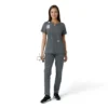 Blusa médica de mujer Force Essentials con cuello en V y paneles de punto en las partes de arriba