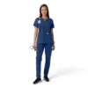 Blusa médica de mujer Force Essentials con cuello en V y paneles de punto en las partes de arriba