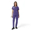 Blusa médica de mujer Force Essentials con cuello en V y paneles de punto en las partes de arriba
