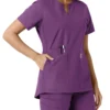 Blusa médica de mujer Force Essentials con cuello en V y paneles de punto en las partes de arriba