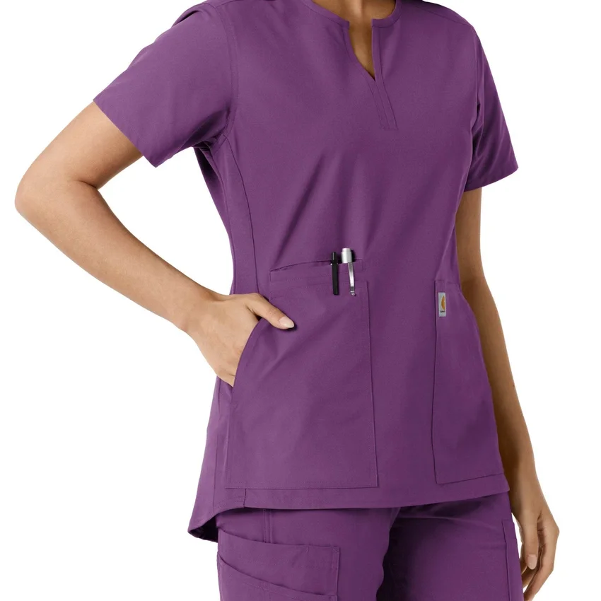 Blusa médica de mujer Force Essentials con cuello en V y paneles de punto en las partes de arriba