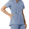 Blusa médica de mujer Force Essentials con cuello en V y paneles de punto en las partes de arriba