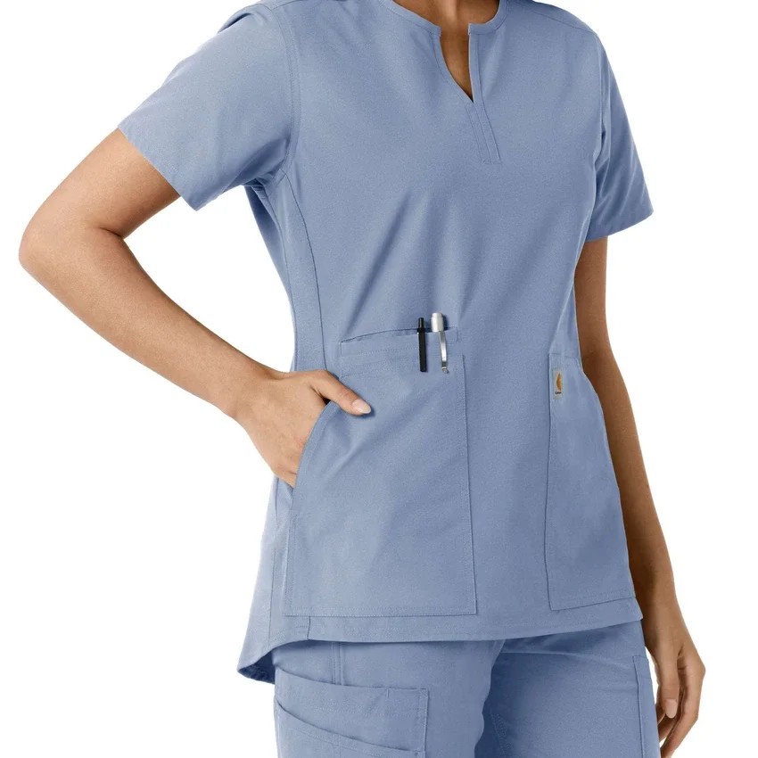 Blusa médica de mujer Force Essentials con cuello en V y paneles de punto en las partes de arriba