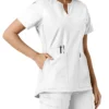 Blusa médica de mujer Force Essentials con cuello en V y paneles de punto en las partes de arriba