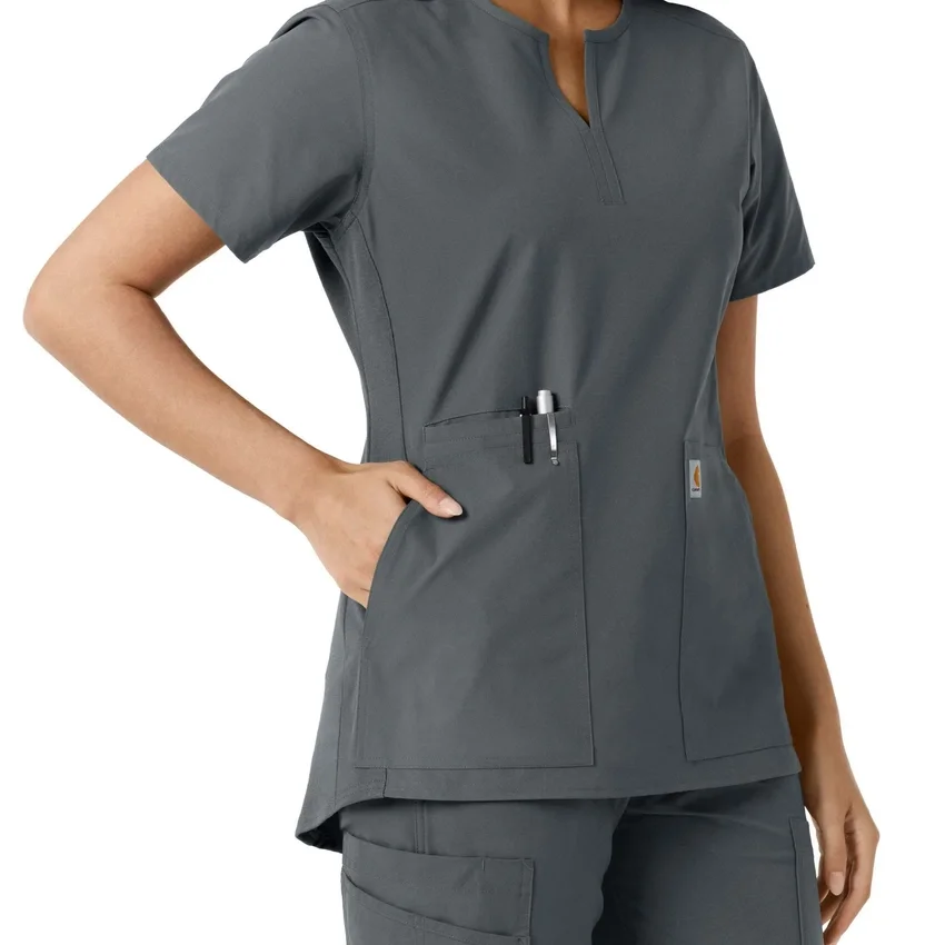 Blusa médica de mujer Force Essentials con cuello en V y paneles de punto en las partes de arriba