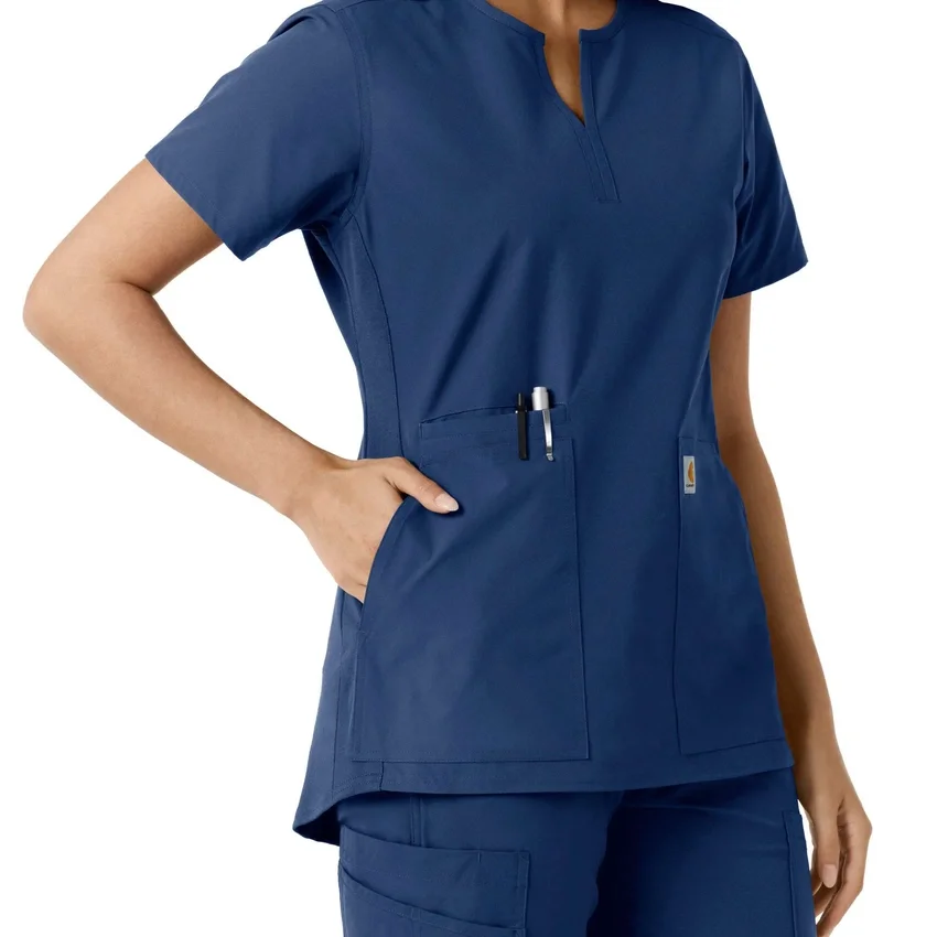 Blusa médica de mujer Force Essentials con cuello en V y paneles de punto en las partes de arriba