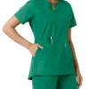 Blusa médica de mujer Force Essentials con cuello en V y paneles de punto en las partes de arriba